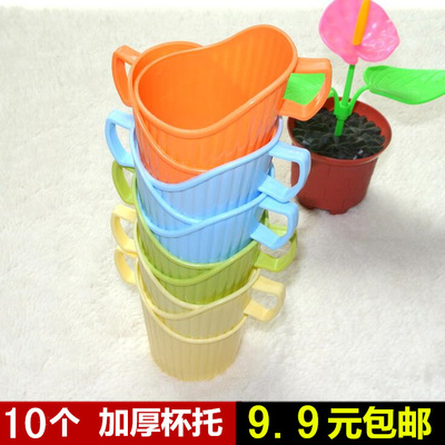 一次性杯子杯套 杯座加厚塑料杯托防烫手隔热纸杯托 杯架 10只装