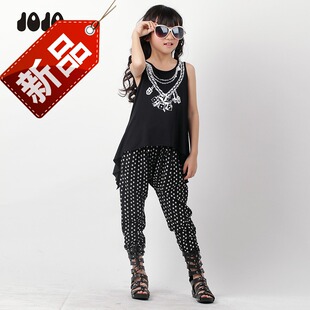  jojo童装正品 春夏装新品时尚韩版t儿童背心女童无袖T恤衫