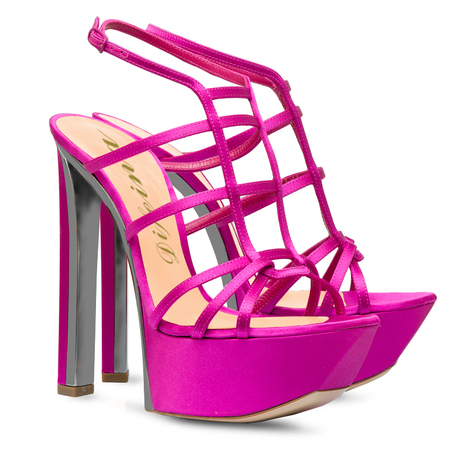 欧美紫色高跟女士凉鞋新款2014 缔妃娜大码粗