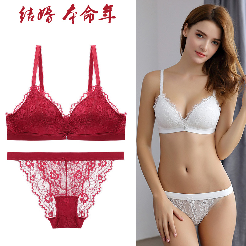 Victoria Wireless Bra Sets Deep thin Gather sexy Lace gules marry Year of fate Underwearin the Lingerie/Men's underwear/Tracksuit , Bra Sets  category - from Buy2taobao.com to provide professional Taobao agent buy service