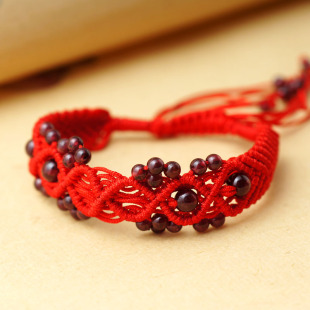  慈风阁风水 开光石榴石本命年化太岁旺财辟邪化煞红绳宽手排