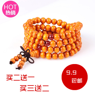  特价现货包邮新年开运黄檀木108佛珠手链饰品情侣手链时尚保平安