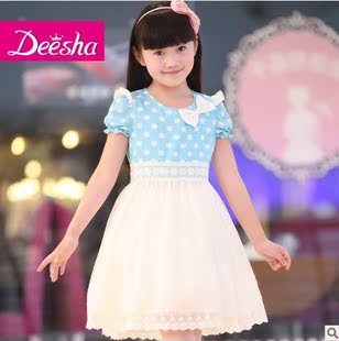  全棉蓬蓬裙 笛莎夏新款中大女儿童装公主短袖连衣裙子1214338