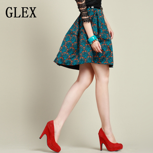  GLEX 女装夏装新款碎花半裙高腰短裙蓬蓬裙半身裙夏女裙子
