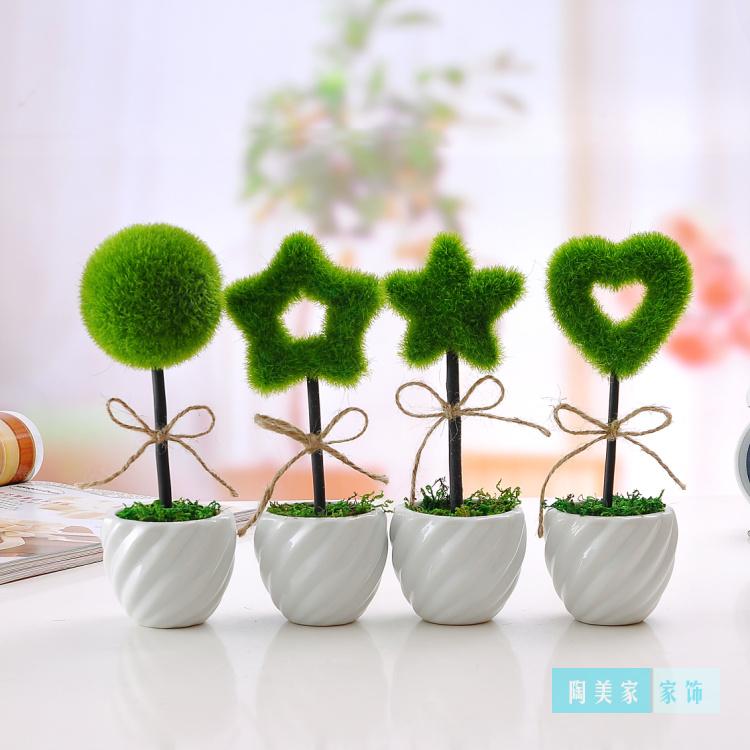 创意家居家饰清新田园陶瓷仿真花绿色植物装饰品摆件婚庆礼品特价 创意家居家饰清新田园陶瓷仿真花绿色植物装饰品摆件婚庆礼品特价