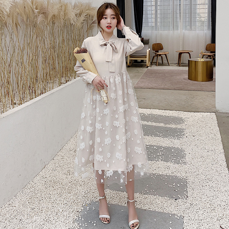2019 Spring new pattern pregnant woman Dress Lace Mosaic Women dress longuette fashion Large Spring and summer maternity dressin the Maternity/Maternal supplies/Nutrition , Maternity , Dress category - from Buy2taobao.com to provide professional Taobao agent buy service