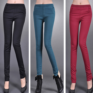  秋冬加厚加绒打底裤弹力紧身小脚裤加厚铅笔裤大码女长裤