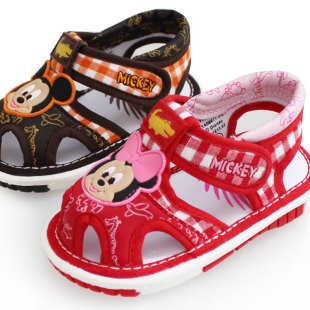  迪士尼Disney学步鞋宝宝凉鞋婴儿叫叫鞋男童女童软底 婴儿布凉鞋