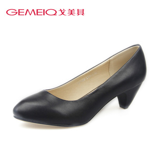  戈美其 年春季款简约女鞋英伦风工作鞋 中跟单鞋121139