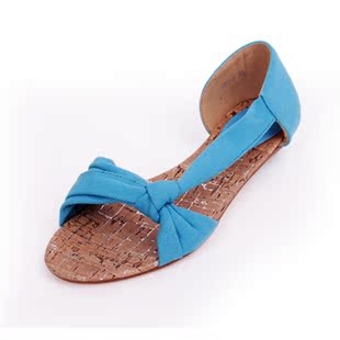  夏季新款韩版复古鱼嘴鞋罗马风帆布低跟女式凉鞋子小码平底鞋