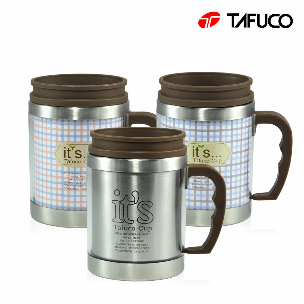 T3010日本泰福高正品内不锈钢/外AS塑脂双层隔热杯350ml