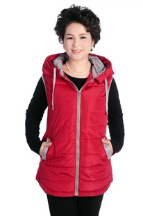 新款秋冬装加肥加大<em>马甲</em>女<em>中年女装中长款马夹</em>