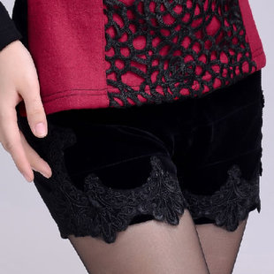 <em>淘宝网</em>2013秋冬<em>女装</em>加厚金丝绒蕾丝花边<em>短裤</em>