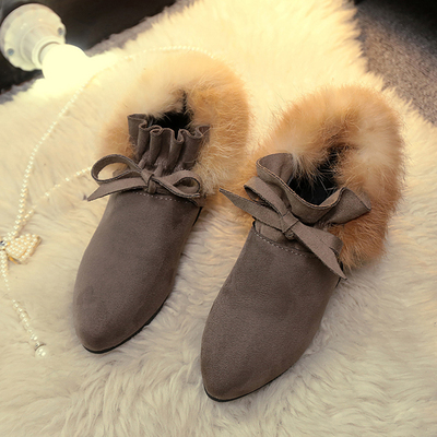 2018秋冬季新款豆豆鞋女平底学生韩版百搭毛毛鞋加绒保暖棉鞋女鞋