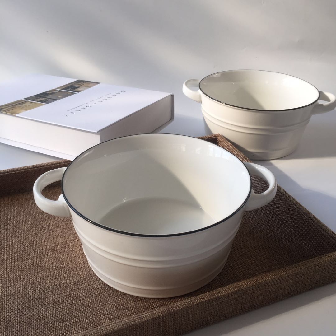 Simplicity white Thread tableware Black line Two ear soup Bowl Soup pots Rice bowl pickled cabbage resembling sauerkraut etc.in the Tableware , Tableware , Bowl category - from Buy2taobao.com to provide professional Taobao agent buy service