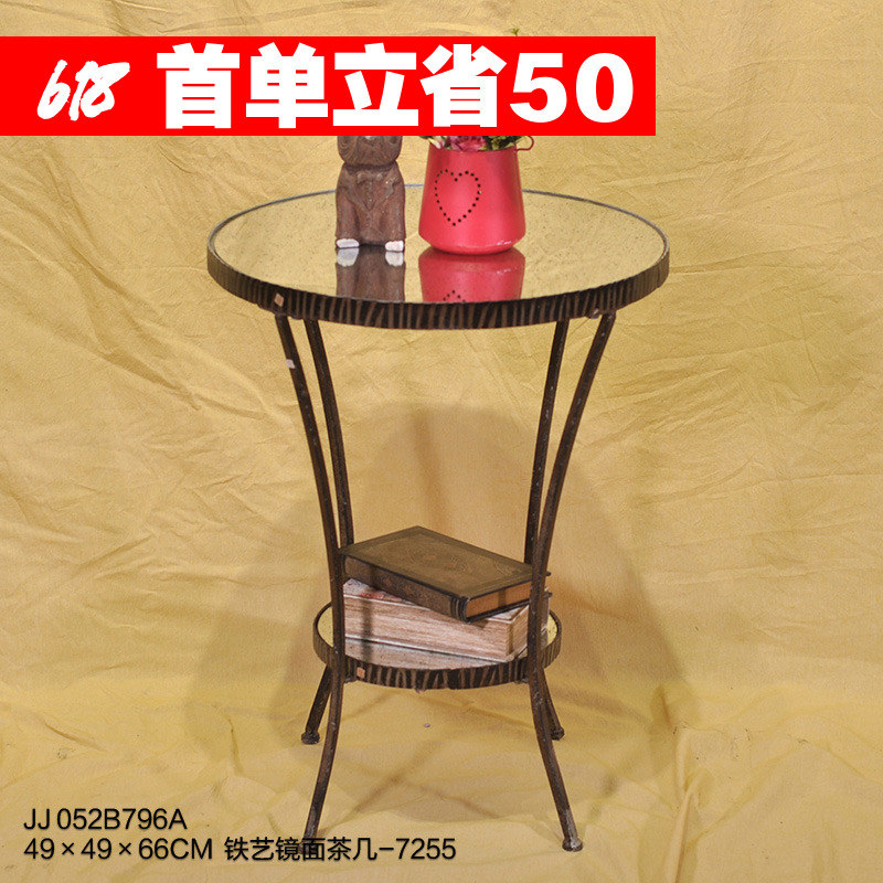 5.26上新 美式铁艺镜面小茶几设计师样板房小户型客厅小桌子圆桌|msdalam kategori perabot kediaman, beberapa kategori, meja teh - dari Buy2taobao.com untuk memberikan perkhidmatan ejen Taobao profesional membeli