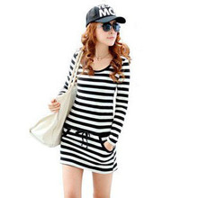 2013 summer new dress fat MM XL Korean women were thin Slim Striped Dress Clearance