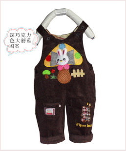  宝宝背带裤 男童女童背带裤 儿童灯芯绒背带裤 可开档