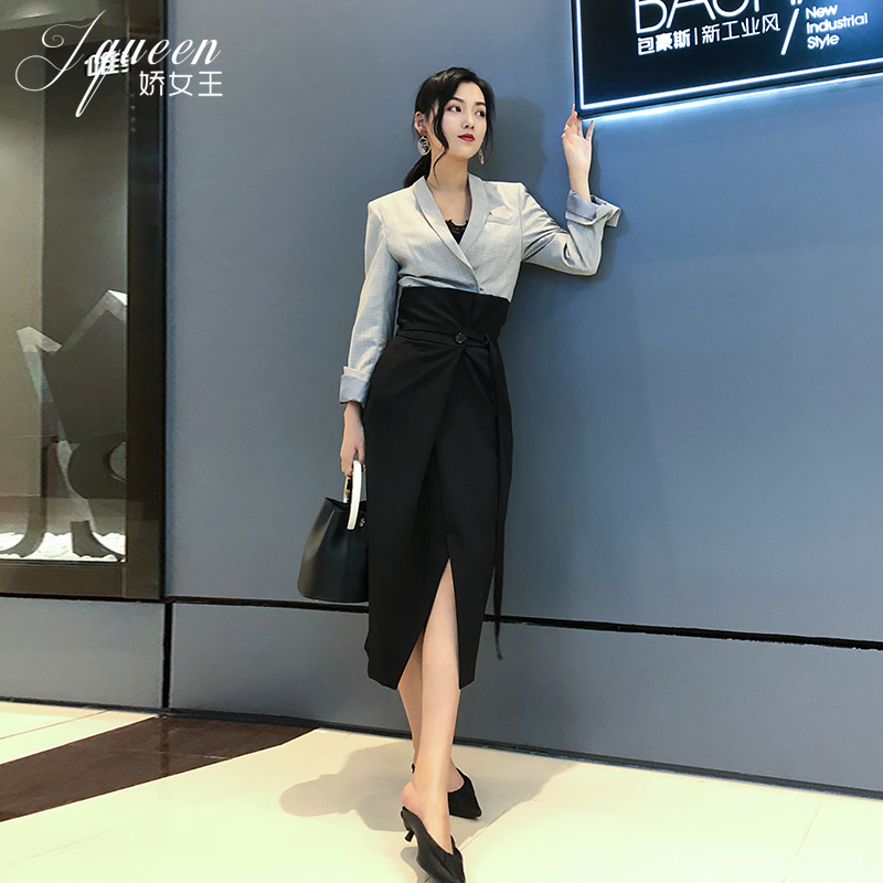 高腰花苞半身裙女2019春秋新款复古气质不对称系带黑色显瘦中长裙在类目 女装/女士精品, 半身裙中 - 来自Buy2taobao.com提供专业的淘宝代购服务