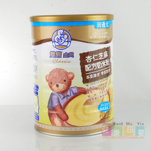 双熊金典杏仁芝麻配方奶米粉528克听装3段送75g 买2包邮 套餐特惠
