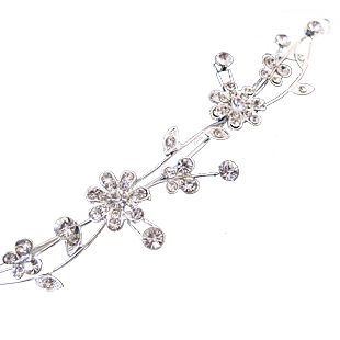  千色新娘 花想容韩式水钻软链婚纱头饰 白色花朵额饰 结婚短发饰