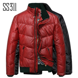  SS311 冬式外套PU皮短款羽绒服男正品清仓新款男士羽绒服 男