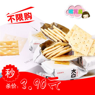  韩国进口可瑞安crown可拉奥小太口咸味苏打饼干 牛奶饼干奶香 56g