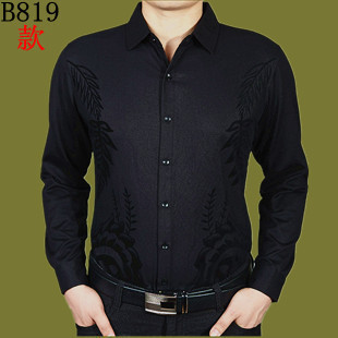  春季新款七匹狼男士长袖衬衫 男羊毛拼接黑色商务休闲 正品