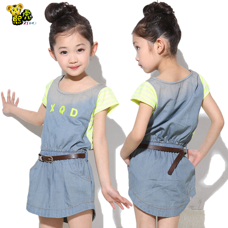 熙虎XH4410女童<em>夏装牛仔</em>裙 <em>连衣裙</em> 儿童<em>女装</em>