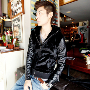  韩版潮流男装外套冬季新款毛领皮衣男式皮衣拉风皮草潮男衣服