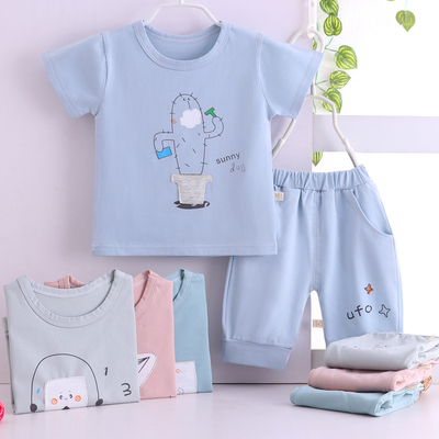 宝宝短袖套装秋冬季1纯棉婴儿衣服2儿童夏装短裤卡通T恤3-4岁潮