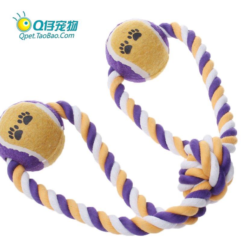 Woven single recording to dual tennis-Jie molar teeth bite rope toy pet toys knot toys dog toys