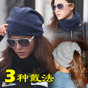  全国包邮 堆堆帽包头帽头巾帽子秋冬韩版围脖套女士厚棉绒两用帽