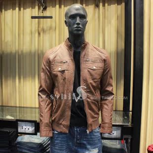  JackJones/杰克琼斯正品新款男装-仿皮质感立领休闲夹克（棕）