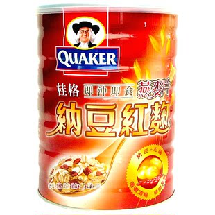  台湾进口 Quaker桂格 无糖纳豆红曲大燕麦片清肠道 即冲即食700g