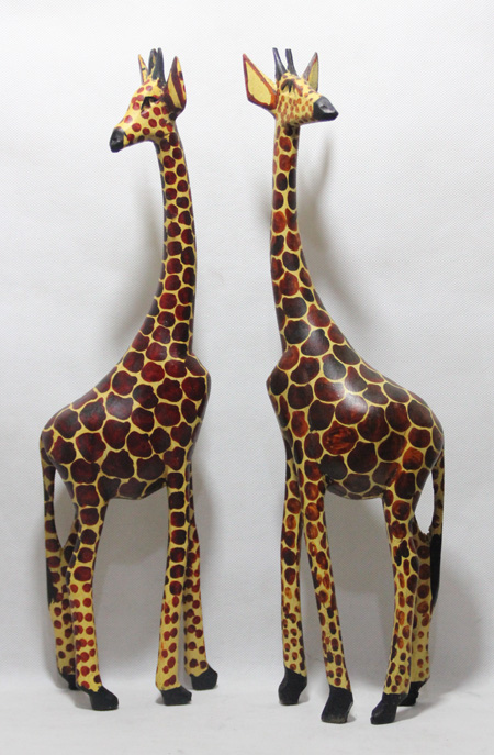 非洲木雕肯尼亚长颈鹿18英寸高45厘米特价|一