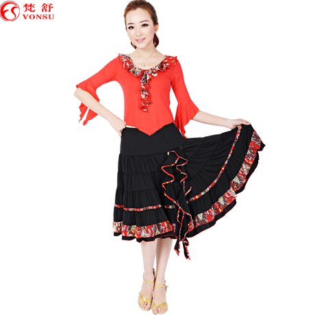 新款<em>中老年</em>女大码拉丁<em>交谊舞</em>广场舞蹈服半身长