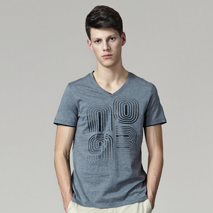  夏季新品GXG 正品 男士时尚休闲潮流短袖V领T恤#22144177