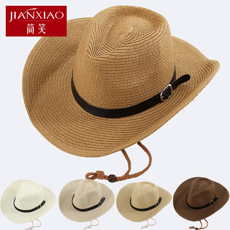 man Cowboy lady Beach hat Sunscreen Large brimmed hat summer Small hat sunshade Straw hatin the Children/Baby/Family fitted , Hat/Muffler/Masks/Gloves/Earmuffs/Booties , Hat category - from Buy2taobao.com to provide professional Taobao agent buy service