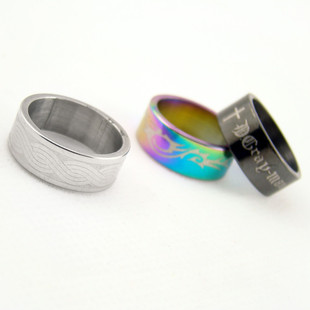  简洁素面彩色纤细组合钛钢不变色镶钻戒指指环 文静三款入3023