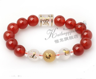  开光防伪年吉祥物天然红玛瑙四神兽蛇鸡牛巳酉丑三合白虎手链