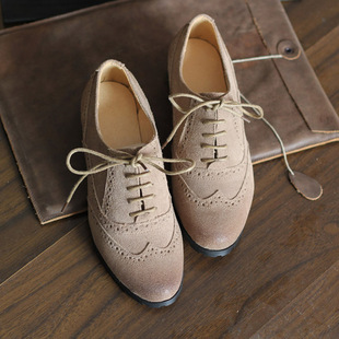  春季新款休闲复古布洛克英伦风真皮系带牛津单鞋皮鞋女鞋子