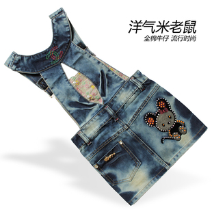  春装新款女童牛仔背带裙女童牛仔裙公主裙连衣裙子童装30010