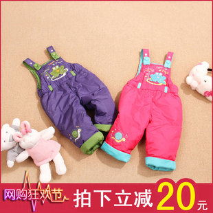  韦氏黛姿靓彩儿童羽绒背带裤 小青蛙图案宝宝羽绒内胆裤1124