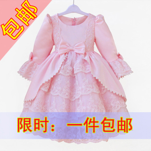  秋冬 连衣裙 长袖花童 礼服 童装 女童儿童公主裙 婚纱 蓬蓬裙