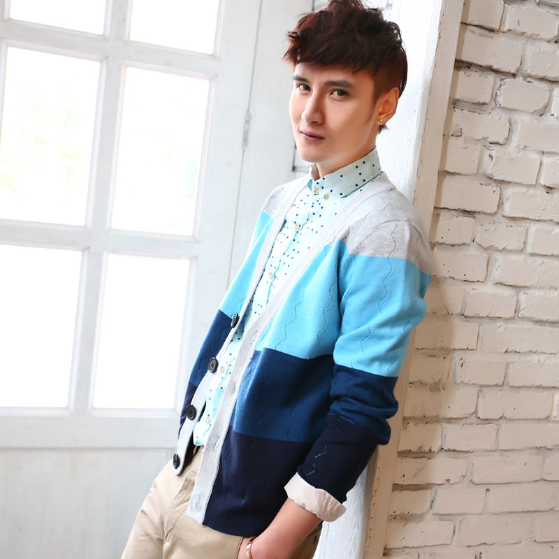 2013春装新款男装<em>针织衫男开衫男韩版</em>修身潮