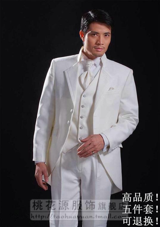 五件套 白色小燕尾男士礼服 结婚拍照主持演出舞台影楼服装5034 五件套 白色小燕尾男士礼服 结婚拍照主持演出舞台影楼服装5034