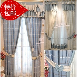 [] rain Chen * Mediterranean bow * high-grade special Korean blue Gebaige bedroom curtains shading cloth