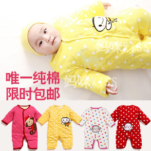  婴儿棉服宝宝棉衣加厚新生儿连体衣服装用品秋冬装套装冬季新年装