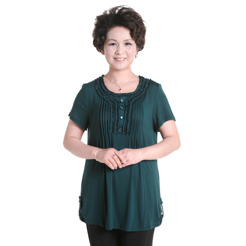 2013夏装新中长款宽松全棉圆领上衣中老年女装短袖t恤时尚妈妈装 2013夏装新中长款宽松全棉圆领上衣中老年女装短袖t恤时尚妈妈装